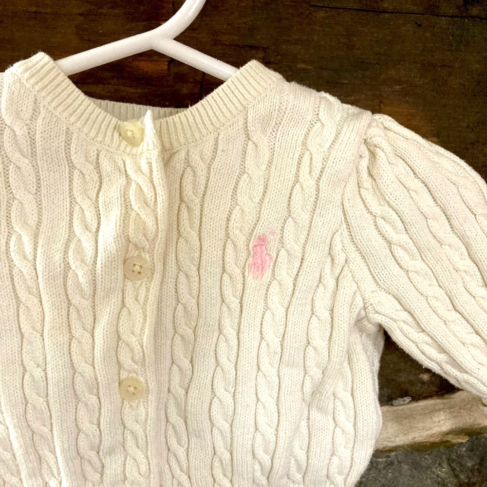 Ralph Lauren White Knit Baby Sweater (3M)